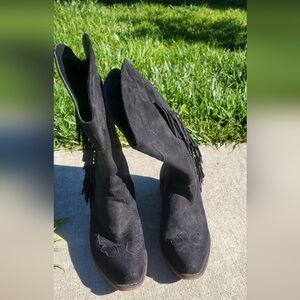 Black Roper suede cowgirl fringe boots size 9